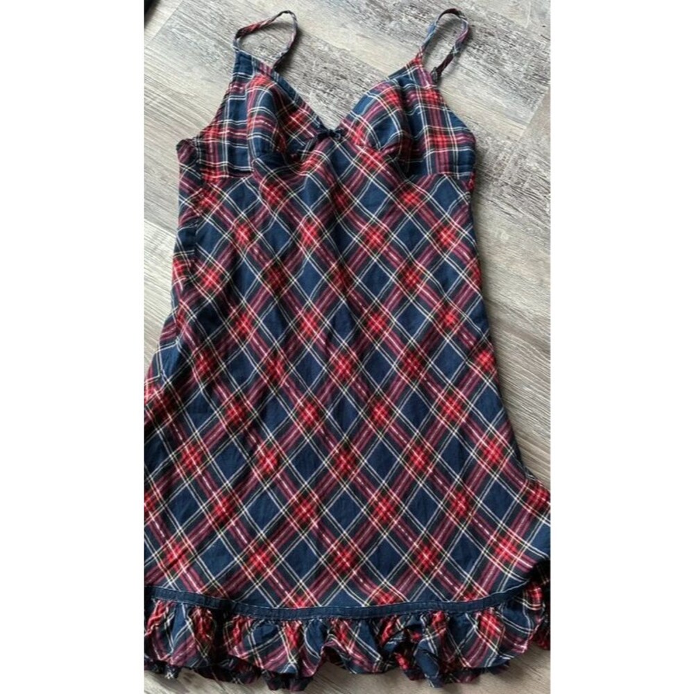 Victoria’s Secret PINK Plaid Sleep Dress Nightgown Navy Red Size XS